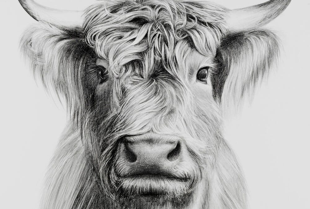 Graphite Cow Drawings