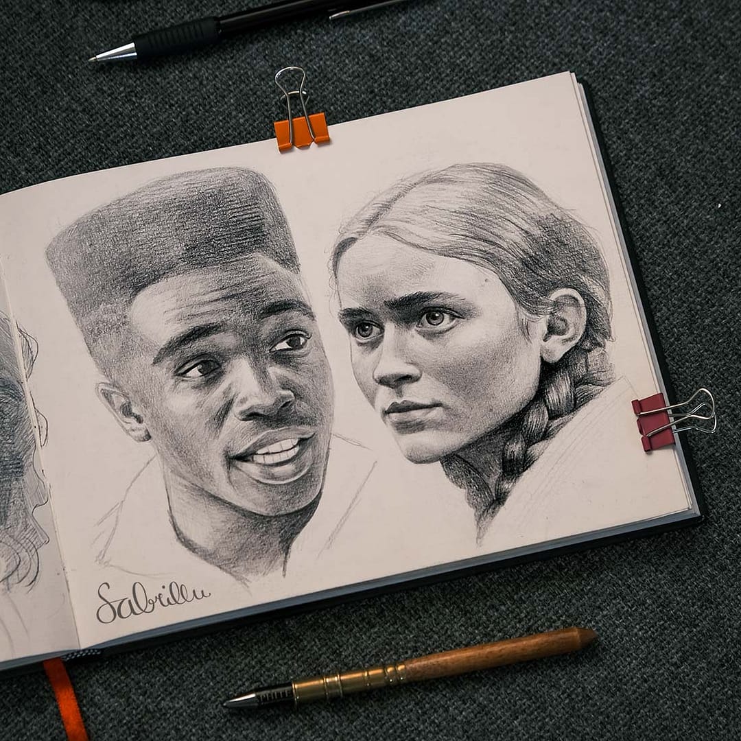 Lucas Sinclair and Max Mayfield drawing | Stranger Things Zeichnung | Sabrina Hassler