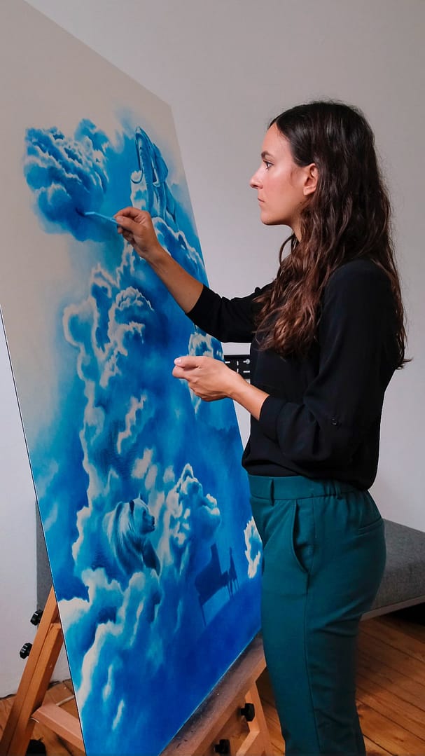 Blue Pastel Artwork | Sabrina Hassler | Wolkenbild Pastellkreide